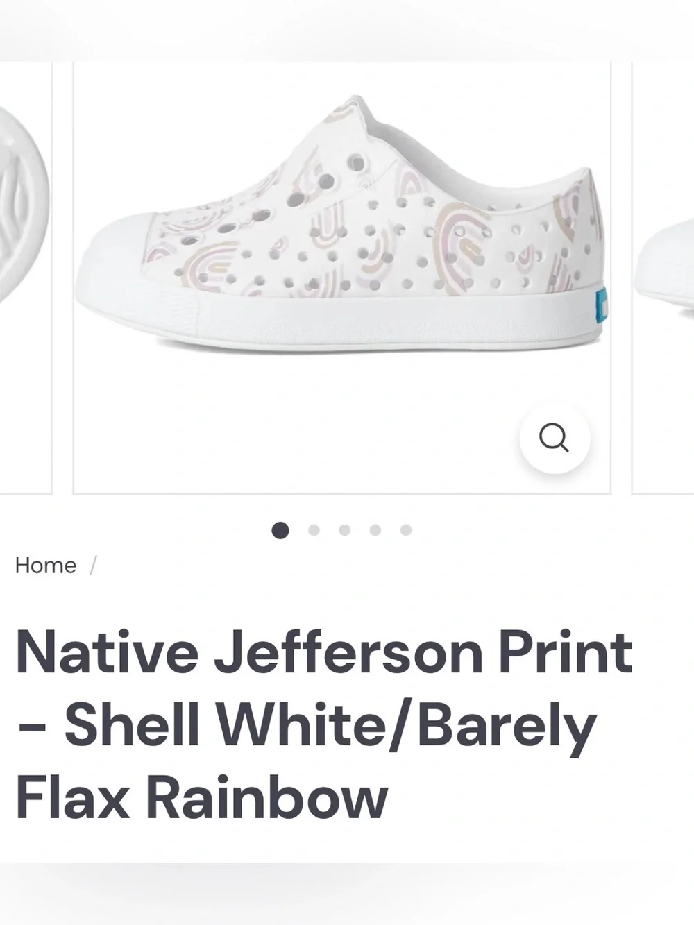 Native Jefferson Sugarlite Slip-On Water Shoes C5 Toddler Child Pink Rainbow